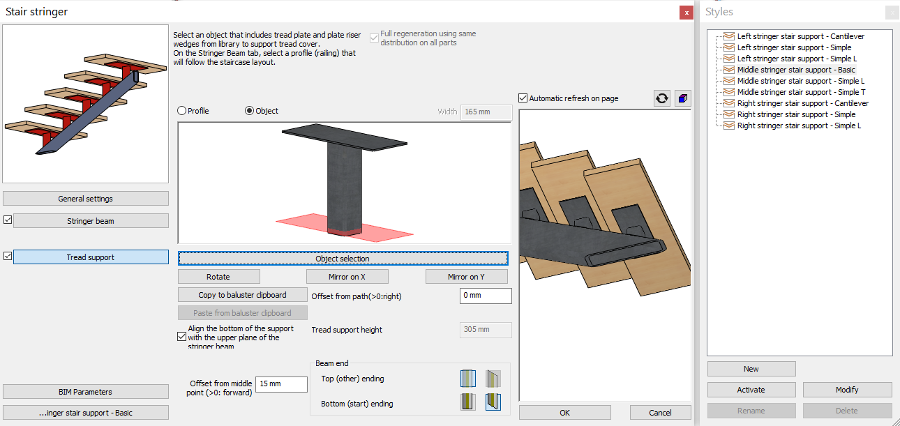 3D L-shaped steel stair calculator: saw-tooth stringers type